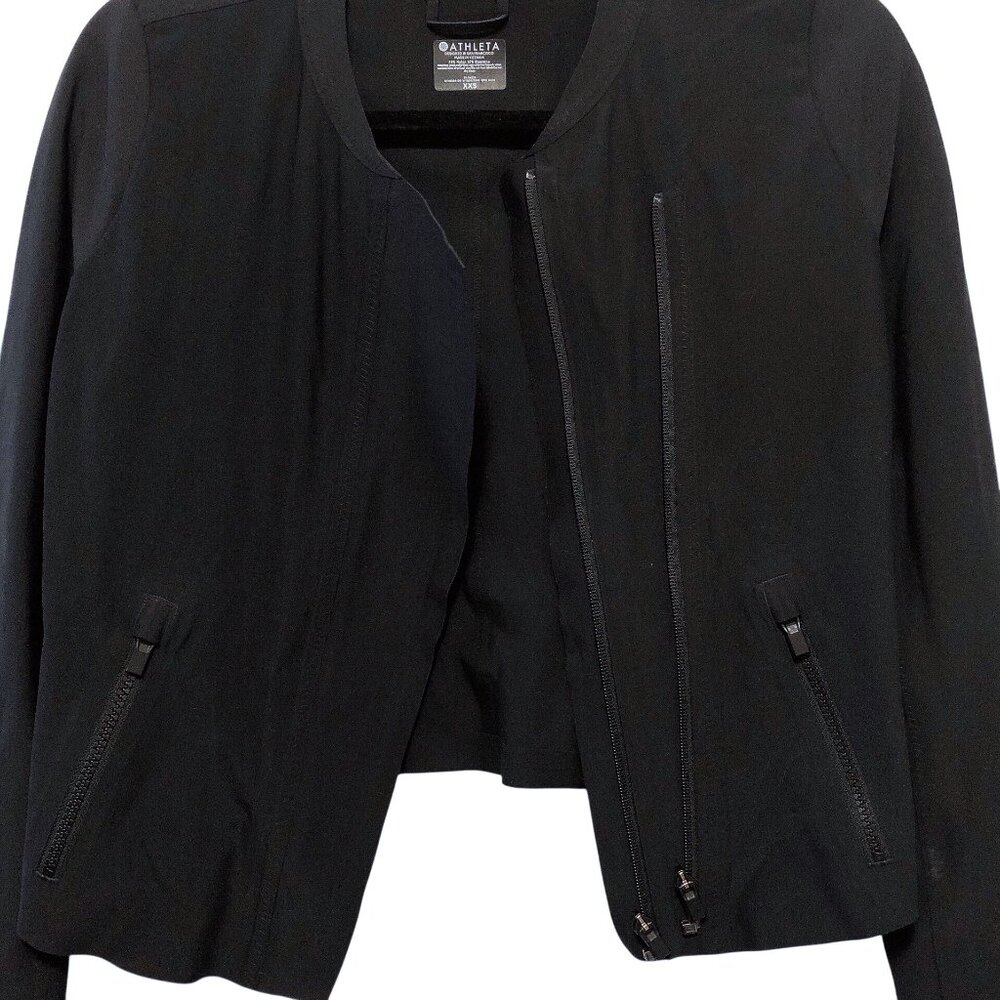 Athleta Solid Black Collarless Long Sleeve Double… - image 5